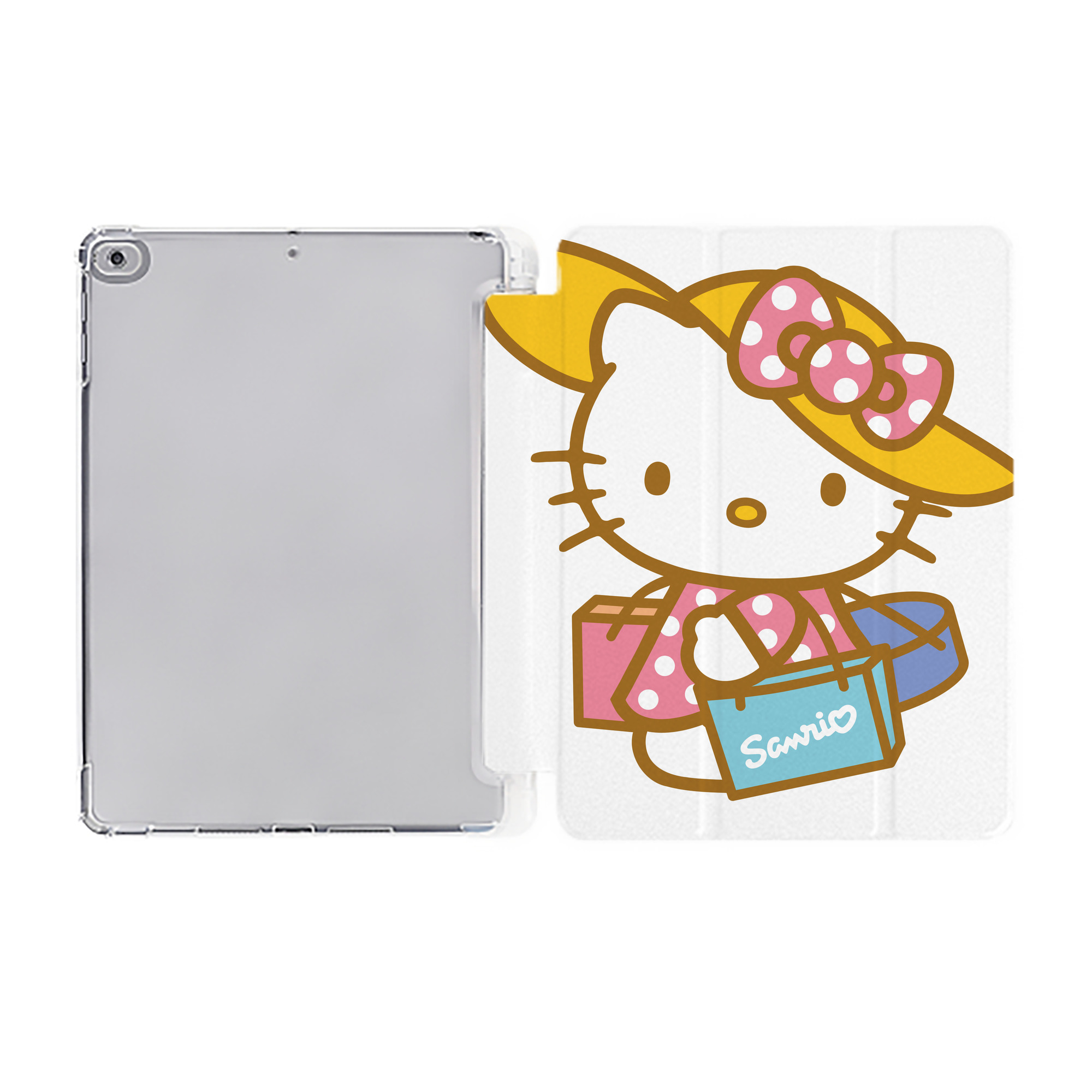 （画像用） Hello Kitty ハローキティ IPad ケース ペン収納付き 三つ折りスタンド PUレザー×シリコン 対応機種9.5/10.5/10.9インチ
